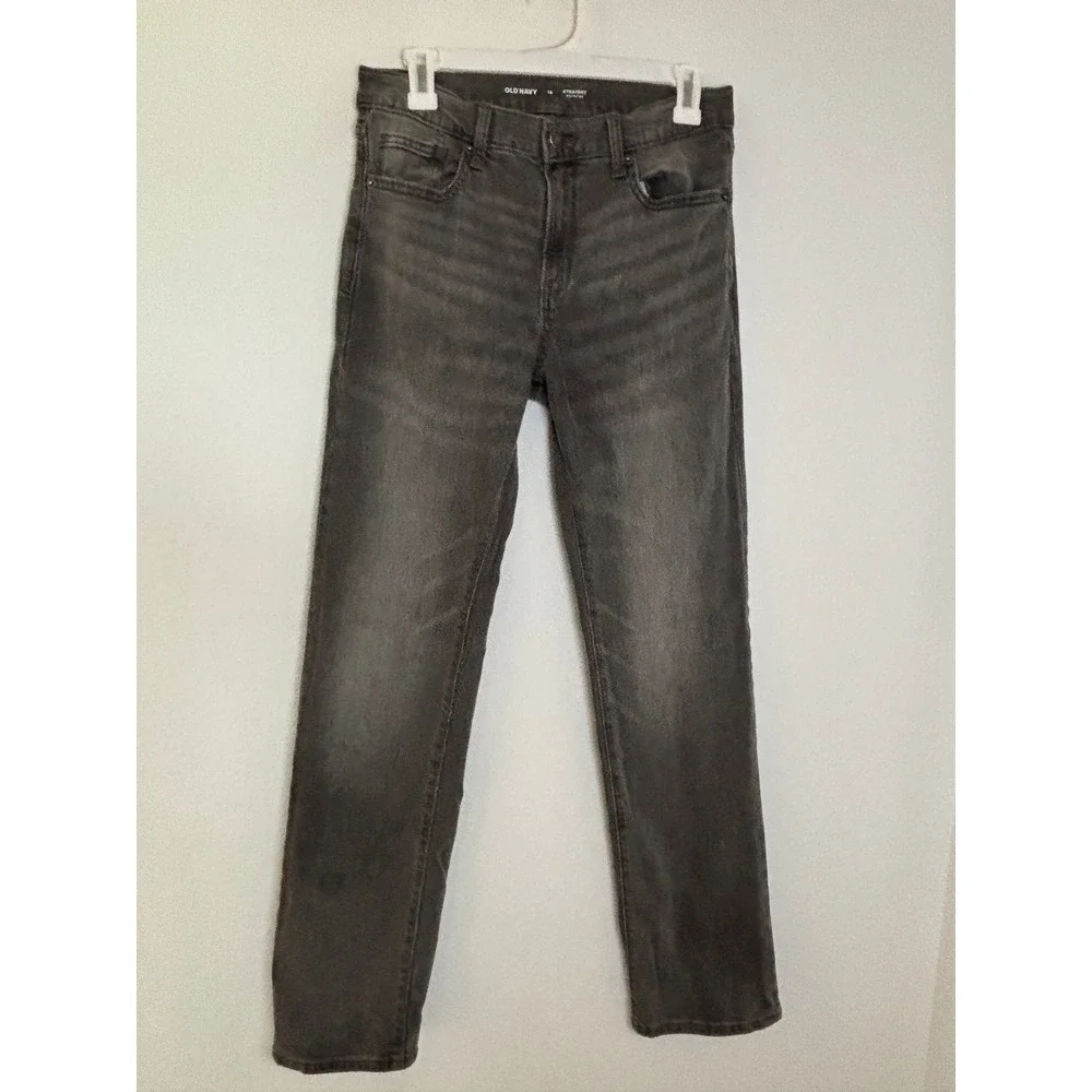 Old Navy Boys Straight Built-In Flex Jeans Size 16 Charcoal Gray Denim
